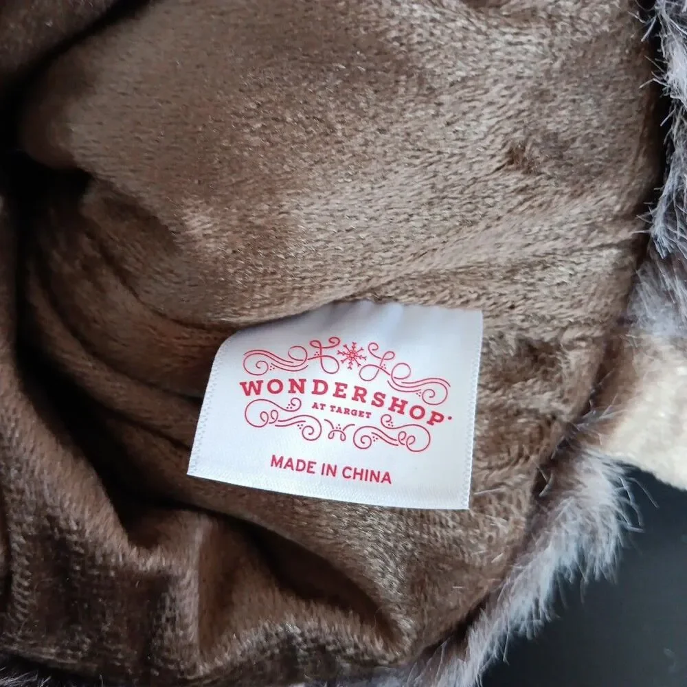 Target Wonderland Faux White & Brown Fur Christmas Stocking 17” Lined